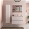 DEGHI Mobile bagno sospeso 80 cm bianco opaco con lavabo integrato e specchio - Anami