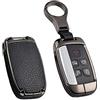 HIBEYO Custodia per Chiave Auto con Telecomando Smart Discovery 4 LR4 Adatta per Land Rover Range Rover Sport Evoque per Jaguar XE XF XJ F-Pace F-Type Custodia Protettiva in Pelle 5 Tasti Nero