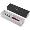 Parker Pen Parker Jotter Premium - Penna a sfera in acciaio inox, colore: Rosso Kensington, punta media, inchiostro nero, confezione regalo
