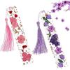 NOCHME Segnalibri A Forma Di Fiore Essiccato Con Nappe In Resina Da Donna, Con Macchie Dorate, 2 Segnalibro Trasparenti Per La Lettura Di Pagine Per Donne E Bambini, rosa e viola