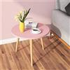 IFJA Tavolino da caffè rosa moderno tavolo rotondo con tre gambe in legno massello e superficie resistente all'usura, comodino facile da montare comodino tavolino da caffè per soggiorno | una