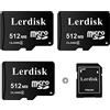 Lerdisk Fabbrica all'ingrosso Micro SD Card 512MB C4 in Bulk MicroSD con adattatore SD prodotto da 3C Licenziatario Autorizzato Confezione da 3 (non GB, 1024MB=1GB)