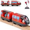 Zuoan Ferrovia in legno treno elettrico ad alta velocità giocattolo treno bambini locomotiva compatibile con binari in legno per bambini giocattolo auto giocattolo per bambini (rosso)