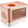 LANTUS Lettiera gatto chiusa, pieghevole con spazzola in pelliccia, cassetto, lettiera per gatti, facile da pulire e grande capacità -48,5 * 36,5 * 38 cm - rosa
