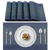 Lumaca Set di 6 Tovagliette Americane Lavabili, (70% di PVC e il 30% di Poliestere) Tovagliette Colazione,Facile Pulizia,Antiscivolo, Resistenti al Calore, Ideali per la Tavolo da Cucina,Blu