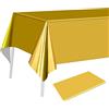 PLULON Tovaglia in plastica color oro metallizzato, 137 x 274 cm, rettangolare, per matrimoni, compleanni, feste di Natale, decorazioni per la tavola, baby shower, forniture per feste