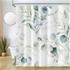 Uiiooazy Tenda Doccia Antimuffa, Tenda da Doccia 240x180cm Foglie Blu Verde Eucalipto Fiori Bianco Tende da Bagno Tessuto Lavabile Impermeabile Poliestere Tende per Vasca da Bagno con 12 Anelli