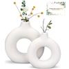TAVADA Set di 2 Vaso di Ceramica,Vase Decoratif Vaso Ceramica Rotondo da Fiori Decorativo in Stile Moderno per La Decorazione del Soggiorno Camera da Letto e Dell'ufficio