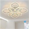 Qcyuui LED Leaf Lampada da Soffitto Lampadari, Modern Flush Mount Plafoniera 100W Acrilico Dimming Vicino a Plafoniera Apparecchio per Lounge Sala da pranzo Cucina, con Telecomando/8-Testa