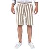 Evoga Pantaloni Corti Uomo in Lino Casual Bermuda Pantaloncini Estivi (48, Beige Bianco A Righe)