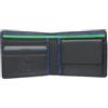 VISCONTI Portafoglio da uomo in pelle. Collezione Bond M Blocco RFID BD10 Nero/Cobalto/Verde