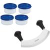 Westmark Set per Erbe, 5 Pezzi, 1 Mezzaluna + 4 Vasetti per Erbe per Congelare, Acciaio Inox/Plastica, Argento/Nero/Blu, 129322E6