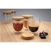 Set bicchieri in vetro borosilicato personalizzato Bamboo Cap 250 ml personalizzate o neutre