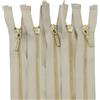 Aerzetix - C61346 - Set di 5 Cerniere separabili 45cm in Metallo con tiretto Decorativo - Cerniera Lampo - Beige - cursore Jeans Gilet pelletteria Cucito Vestiti Pantaloni merceria