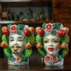 CERAMICHE CALTAGIRONE Teste di moro siciliane modello fichi d'india L. 23 x H. 26 cm