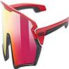 uvex sportstyle 231, occhiali sportivi unisex, privo di appannamenti, comfort senza pressione e tenuta perfetta, red black matt/mirror red, one size