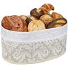 Relaxdays Cestino Portapane, Design Floreale HLP: 16x34x23,5 cm, Cesto in bambù Porta Frutta e Croissant, Grigio Bianco