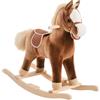 HOMCOM Cavallo a Dondolo per Bambini in Legno, Giocattolo Cavalcabile per Bambini in Peluche, 74x33x62 cm, Marrone