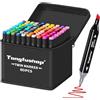 Tongfushop Marcatore 80+2 Colori, Pennarelli Doppia Punta Alcool Artistici, Pennarelli Professionali Impermeabile Marker con Borsa e Distanziatore per Sketch, Colorare, Illustrazioni, Disegnare, Anime