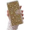 VLQI Cover Libro Glitter compatibile con OPPO A74 4G Brillantini Diamanti Strass Custodia Portafoglio Flip Magnetica Antiurto con Porta Carte Donna Ragazza Accessori Cellulari - Oro