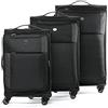 FERGÉ set di 3 valigie viaggio Saint-Tropez - bagaglio morbido leggera 3 pezzi valigetta 4 ruote girevole nero