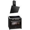 GURARI Fornello a induzione E 913 BL + GCH 286 BL 9 Prime, Range Cooker 90 cm/FLEX ZONEN/5 ZONE/121L + cappa aspirante 90 cm