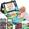 hahaland Giochi Montessori 0 3 6 12 Mesi Specchio Neonato, Libro Sensoriale con Specchio, Tummy Time Neonati Bianco e Nero Giocattoli Educativi