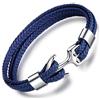 MicLee - Bracciale da uomo con ancora, accessorio alla moda, realizzato a mano, in vera pelle, con acciaio inox inciso e confezione regalo, 22.5 centimeters, Pelle