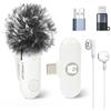 LAMSCAT Microphone wireless for iPhone/ipad/Android/USB c/PC, Lavalier Microphone for Recording, Live Streaming, YouTube, TikTok, Cancellation, Noise Cancellation, No APP needed (white-1to1)