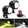 NWpangu Fari Moto Supplementari, Giallo e Bianco Bicolore Faretti Luci Anteriori Lavorare Spot Impermeabili IP67 per 12V 24V Veicolo Bici Auto Barca Moto(con Interruttore)