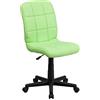 Flash Furniture Sedia girevole in vinile trapuntato con schienale medio, acciaio, verde, 58,42 x 55,88 x 22,86 cm