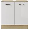 Pelipal GmbH Pelipal - Mobile sottolavabo Quickset 301 in bianco lucido/quercia Riviera trasversale NB, larghezza 60,2 cm, senza lavabo con 2 ante