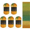 Wollbiene Summer Touch Batik, 5 gomitoli di lana da 100 g, multicolore con gradiente, 500 g di lana mercerizzata in microfibra acrilica (509 agrumi)