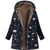 Sdacndas Parker - Giacca da donna in softshell, lunga, per esterni, calda, in pile, impermeabile, con cappuccio, stile autunnale, con stampa etnica, 03#blu marino, M