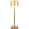 Seihoae Lampada da Tavolo Senza Fili, 6000mAh Batteria Ricaricabile, IP54 Impermeabile, Lega di Alluminio, Oscuramento al Tocco, Luce Calda LED 4W, per Interno ed Esterno Ristorante Buffet Caffetteria, Oro