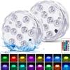 daphomeu 2 luci a LED sommergibili alimentate a batteria, RGB multicolore che cambiano colore, luce impermeabile per piscina, base vaso, spa, acquario, stagno, vasca idromassaggio, decorazione, feste