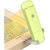 DEWENWILS Luce di Lettura Ambra, Luce di Libro Ricaricabile USB per la Lettura a Letto, Blocco della Luce Blu, Ambra + Bianco Caldo, Luci di Libro a Clip LED per Bambini, Topi di Biblioteca (Verde)
