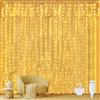 Ollny Tenda Luminosa 3x3m, 300 LED Tenda Luci Led per Tenda USB, Impermeabile Tenda Luminosa Esterno con 10 Ganci per Matrimonio, Feste, Natale, Camera (Bianco Caldo)