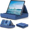 KDD Supporto cuscino per tablet, Supporto pieghevole per iPad per grembo, letto e scrivania - Dock per tablet con tasca e supporto per iPad Pro 12.9, 10.5, Air Mini 6 5 4 3, Kindle, E-Reader, Blu