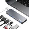 RayCue Hub USB-C, adattatore hub di tipo C 6 in 1, accessori MacBook Pro con 3 porte USB 3.0, lettore di schede TF/SD, alimentazione USB-C per MacBook Pro 13 pollici e 15 pollici 2016/2017/2018..