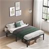 VASAGLE Struttura Letto Matrimoniale, Telaio Letto in Metallo con Ripiani Portaoggetti, per Materassi da 140 x 190 cm, Montaggio Facile, Nero Classico RMB093B01