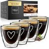 ElbFuchs® Set di tazzine caffe espresso [4x 80 ml] vetro, particolari | trasparenti | doppia parete | Idee regalo donna compleanno, mamma