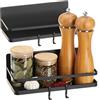 Robin Goods® 2X Ripiano Frigorifero, Magnetico - ripiano sospeso con 2 Ganci - ripiano da Cucina per spezie in Metallo - Organizer Fino a Un Massimo di 6 kg di carico (2 Pezzi - Nero)
