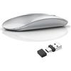 Uiosmuph G11 Mouse Wireless Ricaricabile, Mouse Senza Fili Silenzioso, 2,4 GHz con Ricevitore di Tipo C e USB per Laptop/PC/Mac/Chromebook, argento