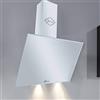 Gurari Cappa inclinata 80 cm GCH 286 WH 8 Prime, cappa da cucina con telecomando, cappa da parete in vetro bianco, EEK A, 1000m³/h, cappa aspirante modalità di riciclo o di scarico dell'aria