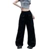 Skateboard Frog Pantaloni Cargo Donna Larghi Vita Alta y2k Neri Casual Cotone Abbigliamento Uomo (Black,M)