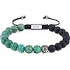 GAVU Bracciale da Uomo con Perline di Onice e Turchese Africano e Charm Yin Yang in Acciaio Inox, Bracciale Pietre Naturali da Uomo Regolabile