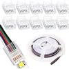 RUNCCI-YUN Cavo di prolunga per strisce LED a 5 pin da 5 m DC 12 V-24 V + 10 connettori per strisce LED da 5 pin 10 mm per RGBW RGBWW