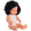 MINILAND Bambola caucasica capelli neri ricci ragazza 38cm in scatola di vendita al dettaglio con biancheria intima (31262)