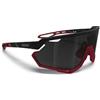 Bertoni Occhiali Sportivi Ciclismo MTB Running per Uomo Donna in TR90 100% Protezione UV mod. ALPHA (Nero Opaco/Rosso Opaco - Lente Specchiata Argento)